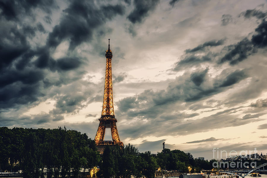 Eiffel Tower at Sunset Blue Hour Photograph by Alissa Beth Photography