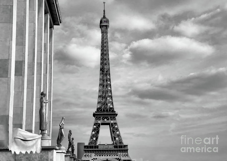 Eiffel Tower Photograph - Eiffel Tower Black White Paris  by Chuck Kuhn