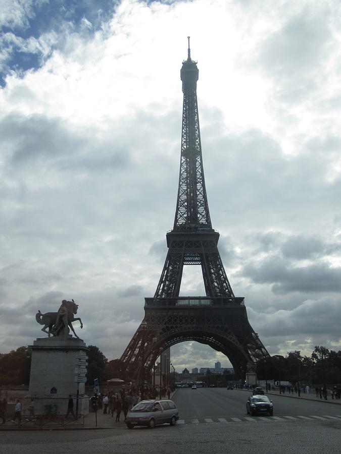 Eiffel Tower Clouds Paris France Photograph by John Shiron