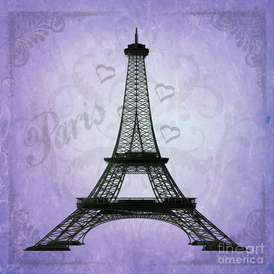 Eiffel Tower collage purple Photograph by Jim And Emily Bush