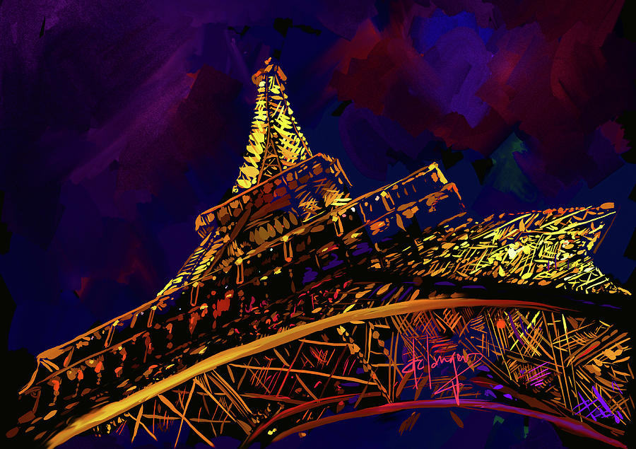 Eiffel Tower Painting by DC Langer