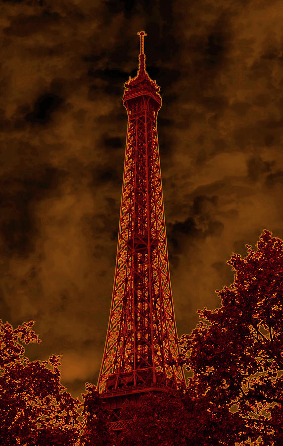 Eiffel Tower Detail I Neon Glow Paris France Photograph