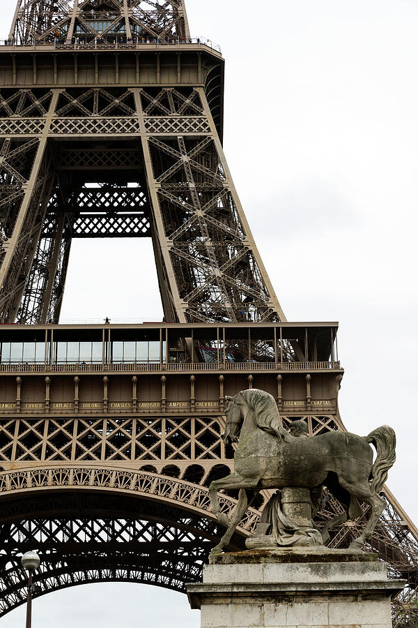 Eiffel Tower Detail With Horse Statue II Paris France Photograph