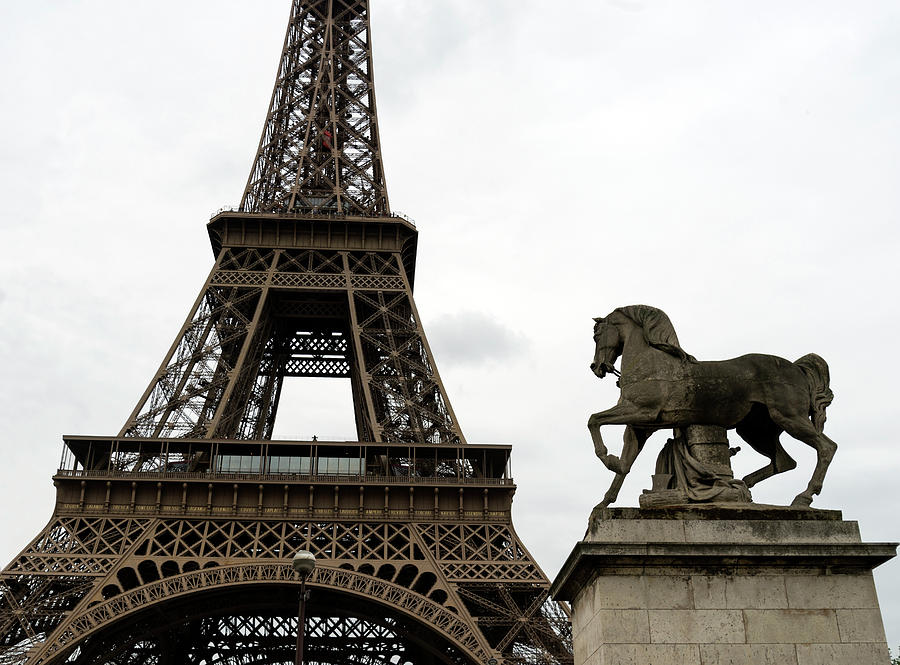Eiffel Tower Detail With Horse Statue IIi Paris France Photograph