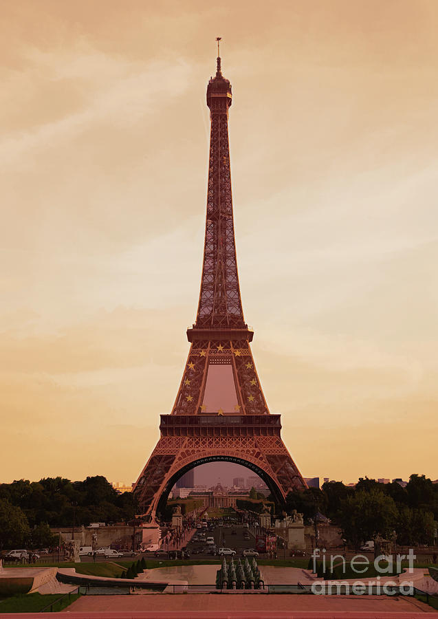 Eiffel Tower Digital Paint  Digital Art by Chuck Kuhn