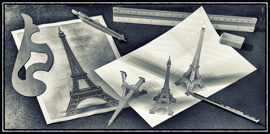 Eiffel tower drawing Mixed Media by Andrei SKY