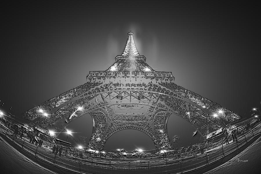 Eiffel Tower Etched Painting by Mark Taylor