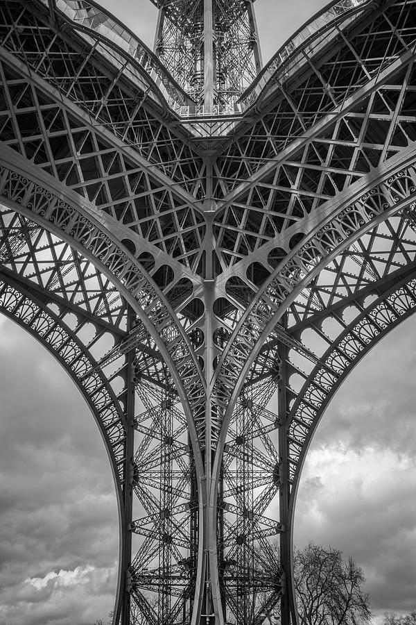 Eiffel Tower From Below BW Photograph by Joan Carroll