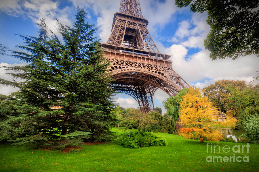 Eiffel Tower from Champ de Mars park in Paris, France Photograph by Michal Bednarek
