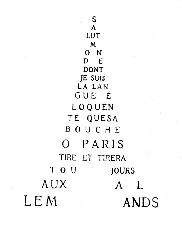 Eiffel Tower Drawing by Guillaume Apollinaire