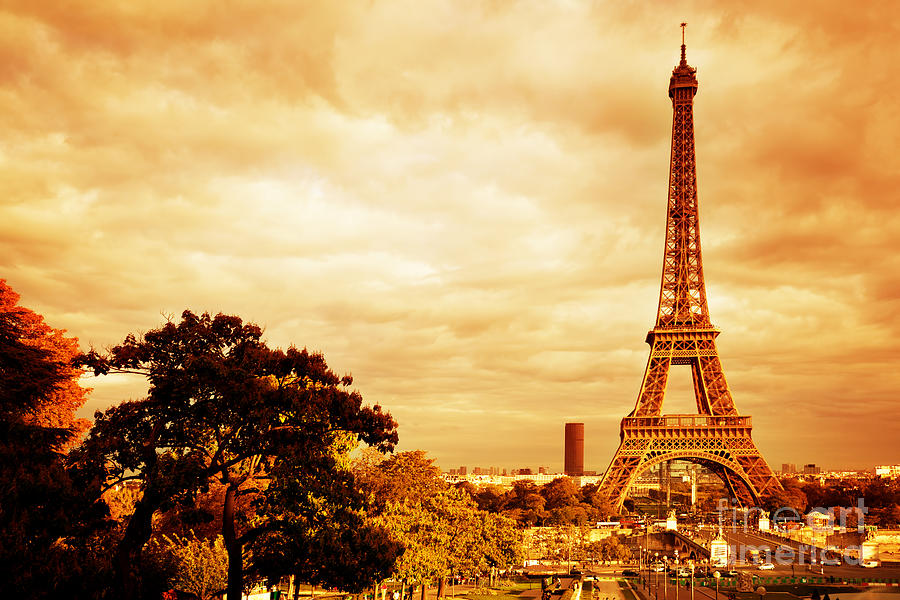 Eiffel Tower In Paris Vintage Photograph