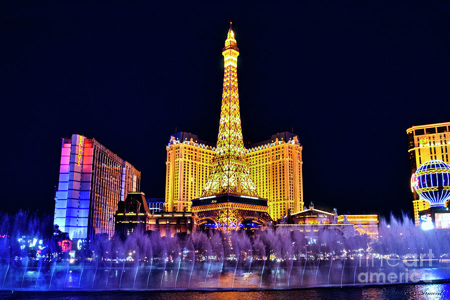 Eiffel Tower Las Vegas with Fountains Photograph by David Arment