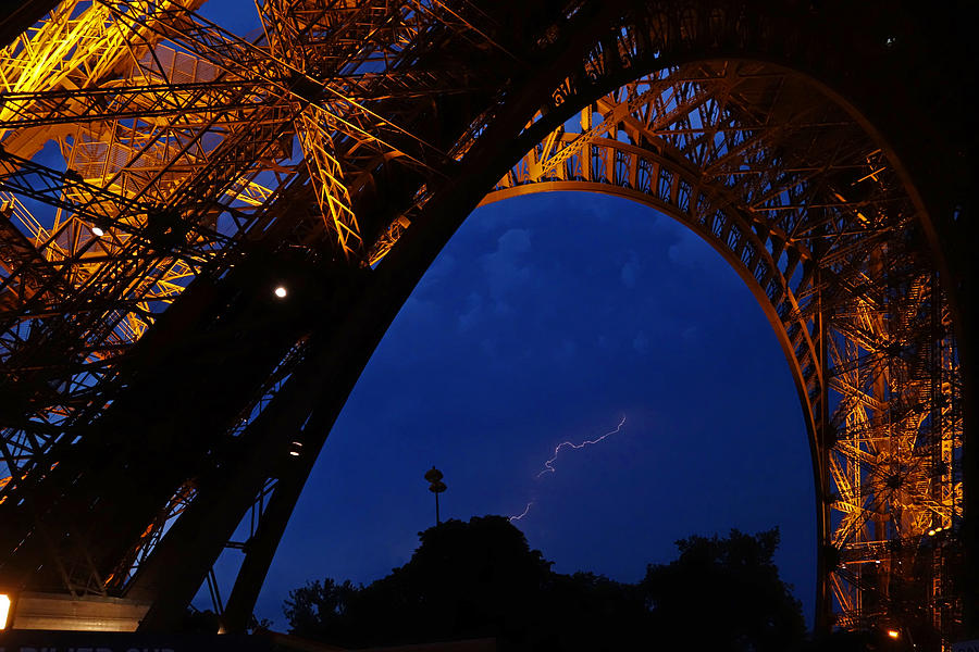 Eiffel Tower Lightning Storm Paris France Photograph by Toby McGuire