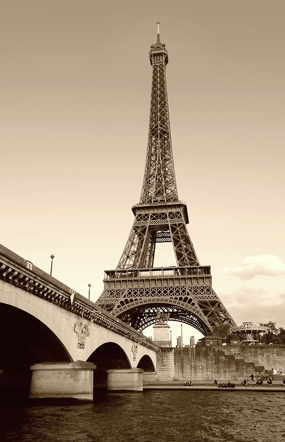 Eiffel Tower, Monochrome Photograph by Gordon Beck