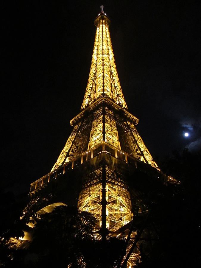 Eiffel Tower Moon II Paris France Photograph by John Shiron