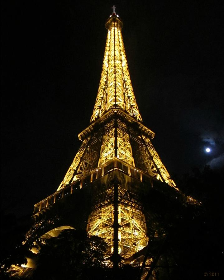 Eiffel Tower Moon Paris France Photograph by John Shiron