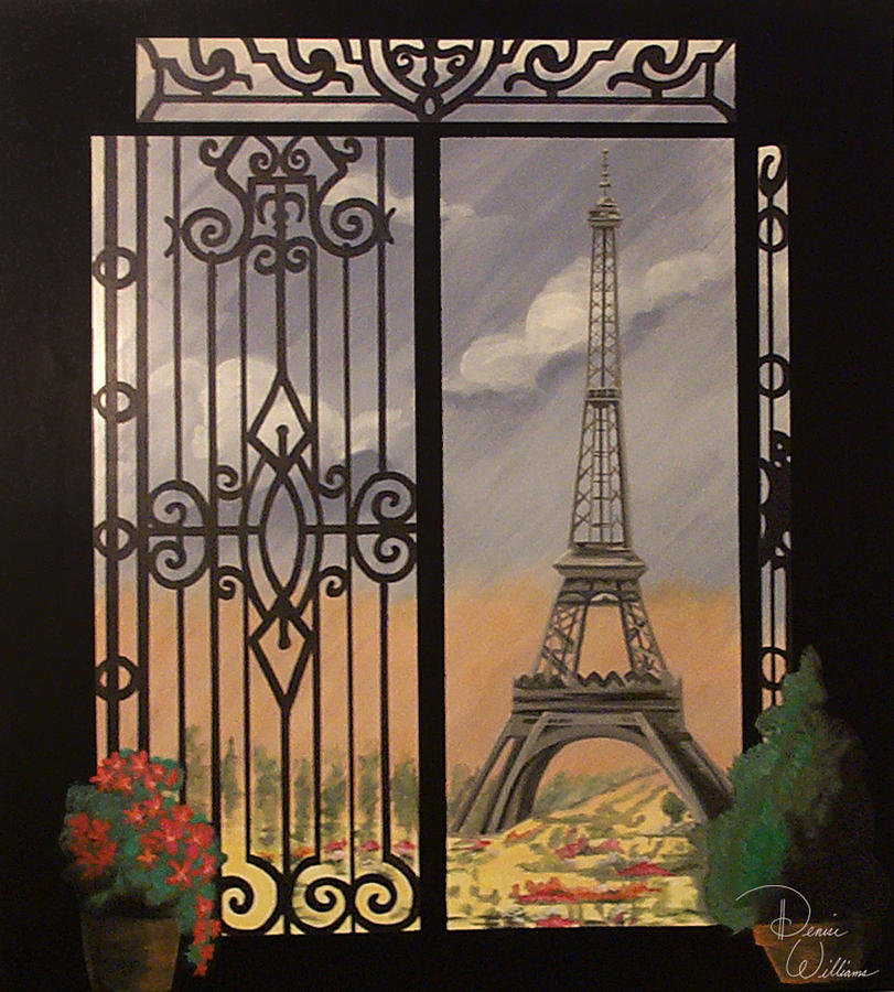 Paris Painting - Eiffel Tower mural by Denise Jo Williams