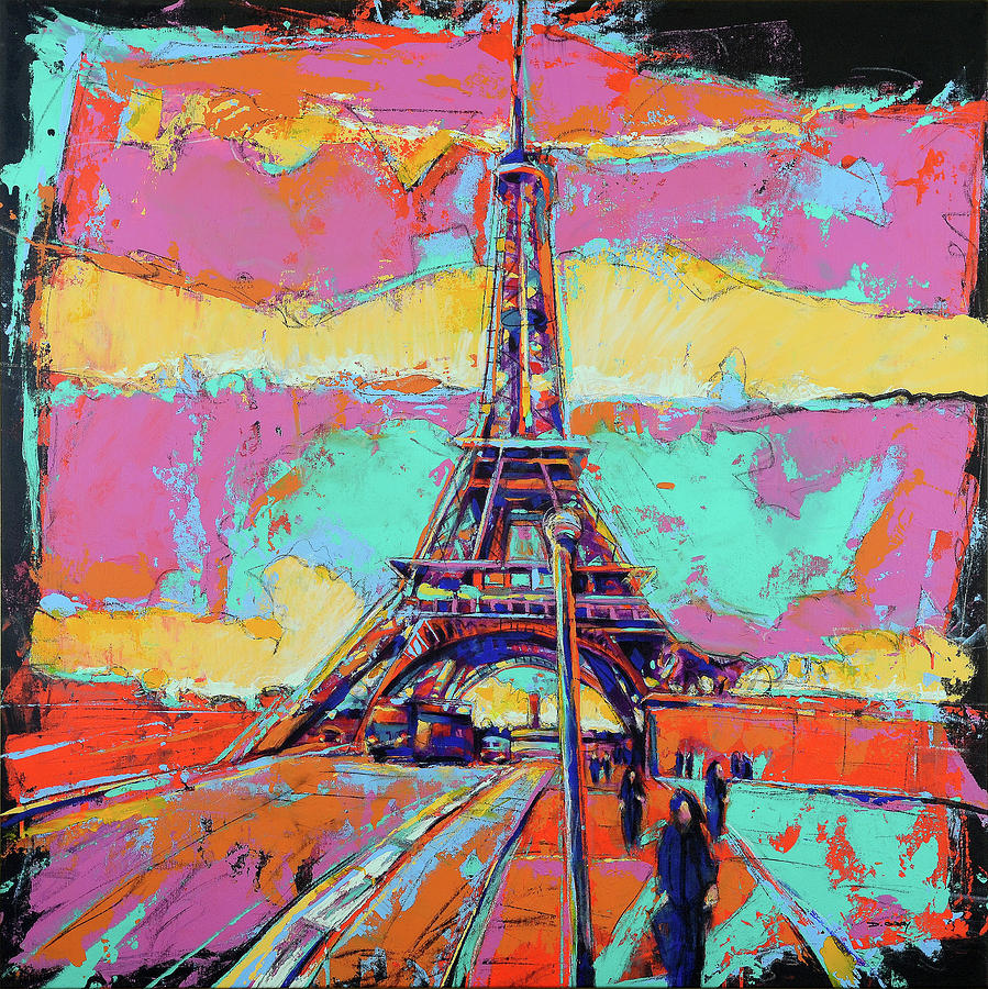 Eiffel Tower In Color Painting by Damon Gray