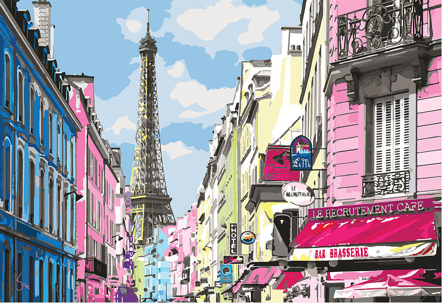 Eiffel Tower Digital Art - Paris, France - Eiffel Tower by Inge Lewis