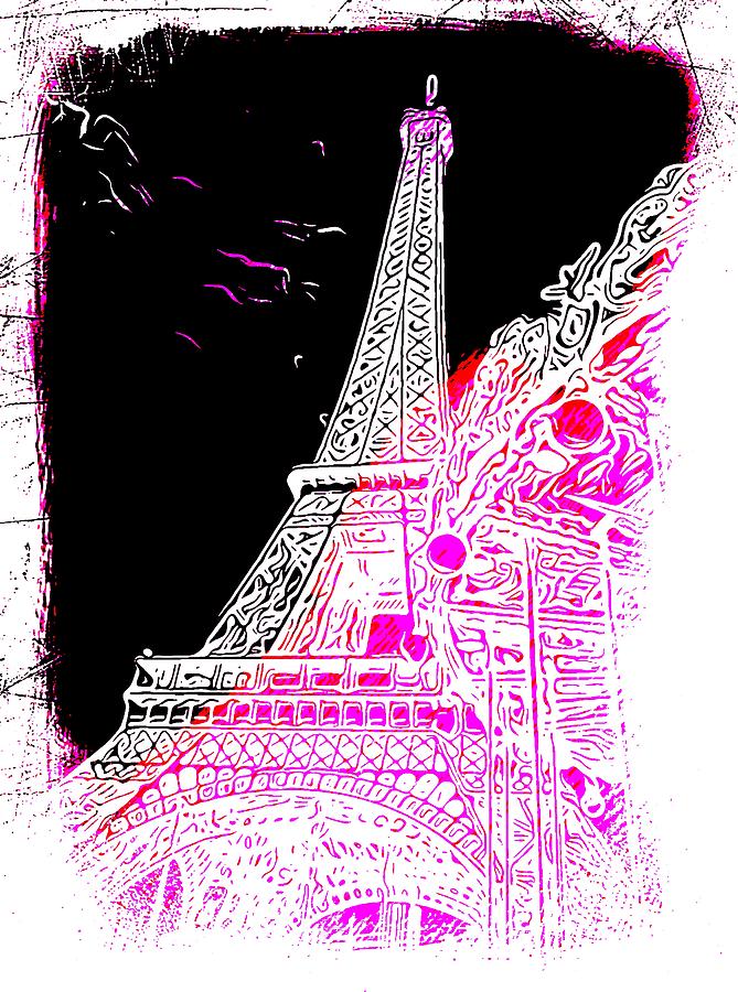 Eiffel Tower Photograph - Eiffel Tower Pink and Black by Mark J Dunn