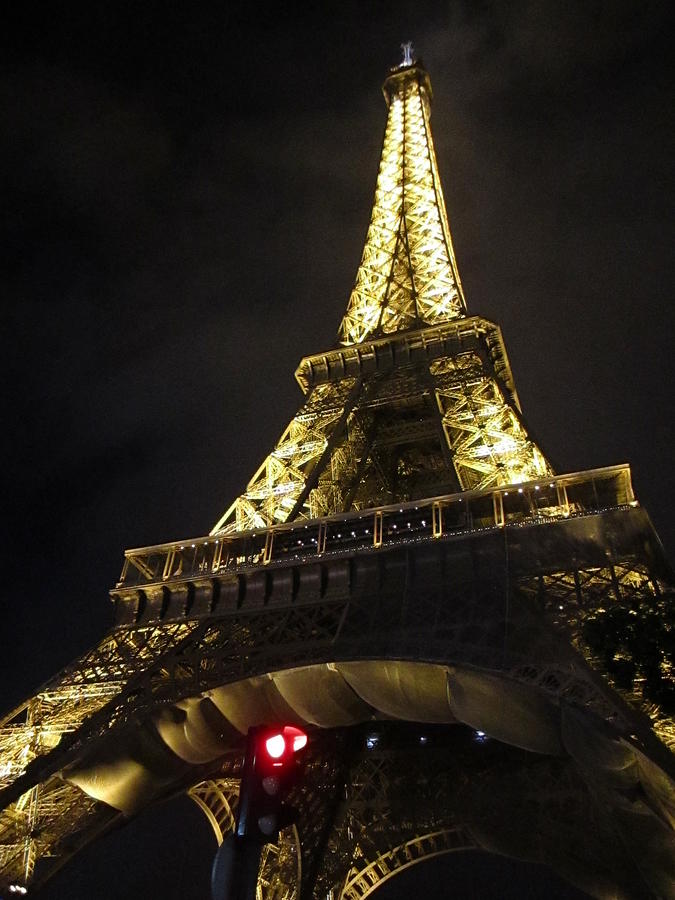 Eiffel Tower Red Light Paris France Photograph by John Shiron