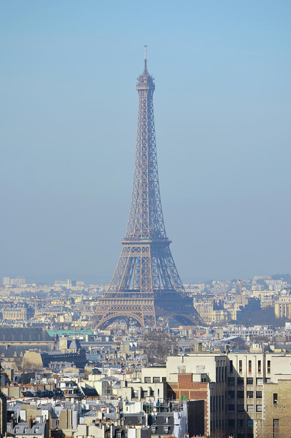 Eiffel Tower Rising Above Central Paris France Rooftops Photograph by Shawn OBrien