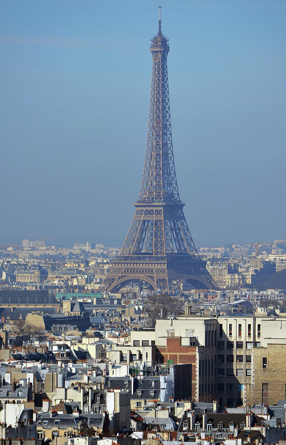 Eiffel Tower Rising Above French Rooftops Paris France Photograph by Shawn OBrien