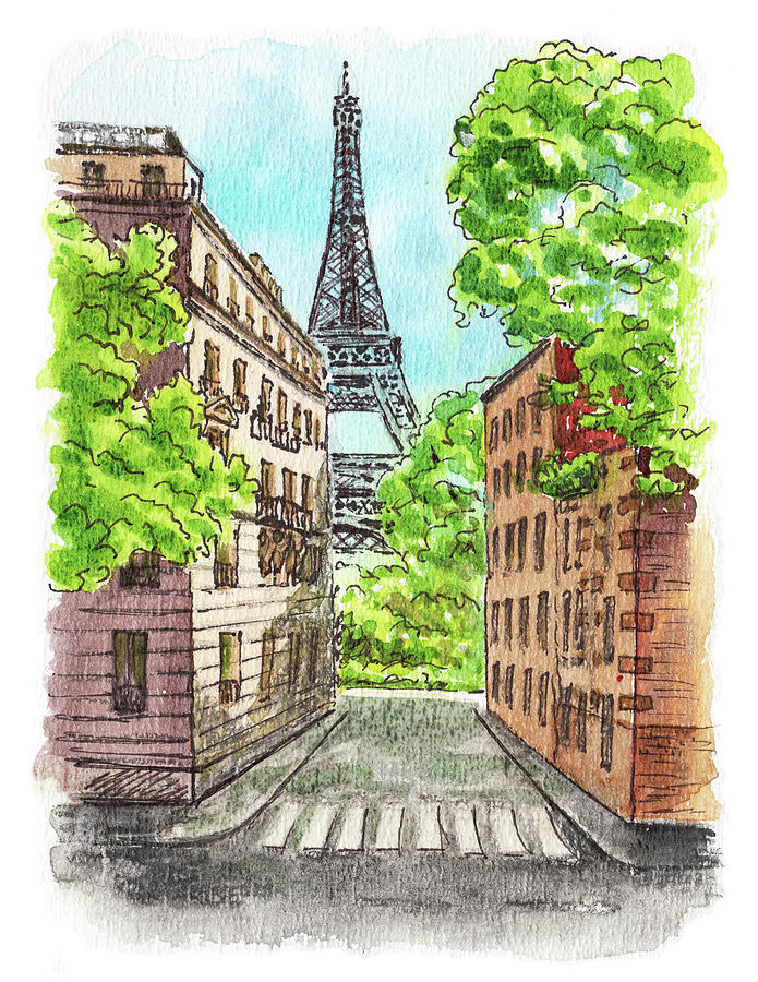 Eiffel Tower Summer Paris Day Painting by Irina Sztukowski