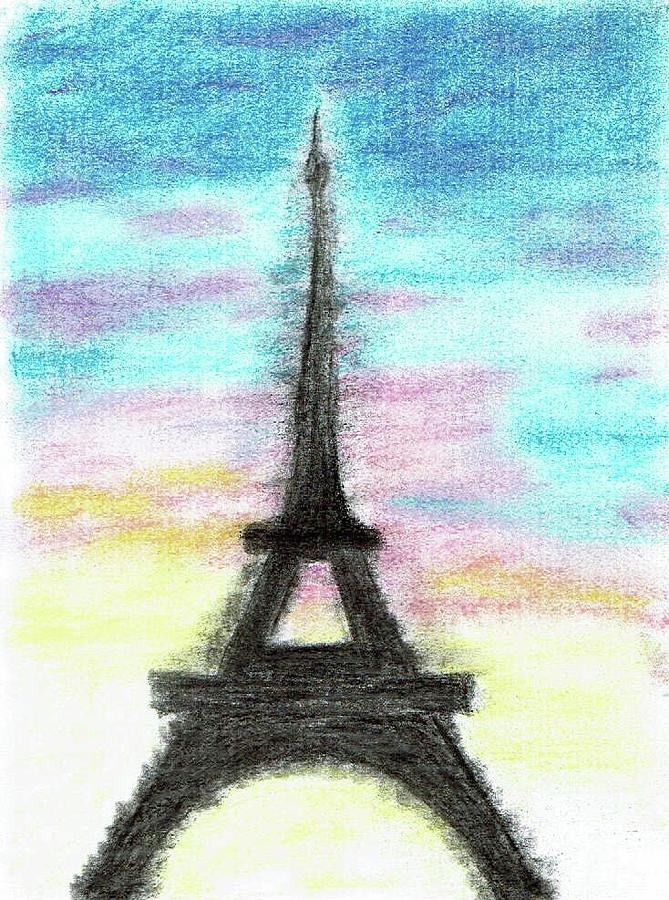 Eiffel Tower Sunset Pastel by Sarah Warman