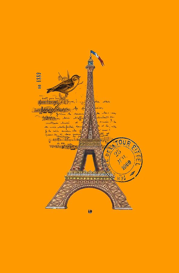 Eiffel Tower Digital Art - Eiffel Tower T Shirt Design by Bellesouth Studio
