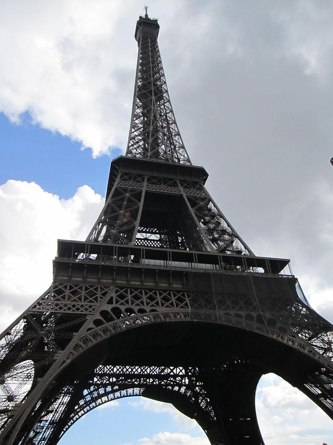 Eiffel Tower Tarped in Clouds II Paris France Photograph by John Shiron