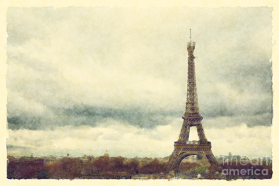 Eiffel Tower Watercolour Photograph by Jane Rix