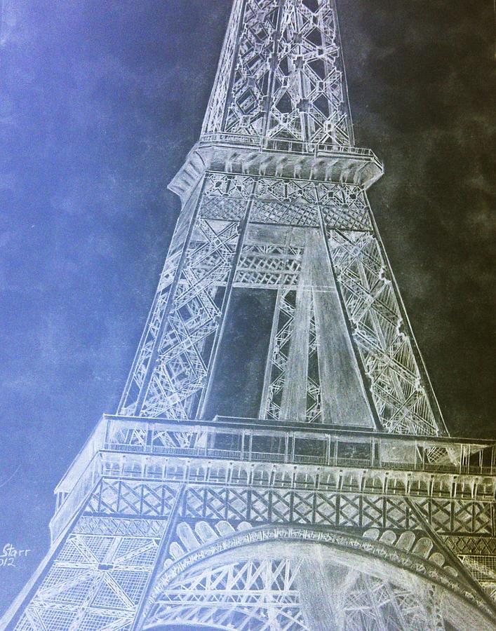 Paris Drawing - Eiffil Tower inverted by Irving Starr