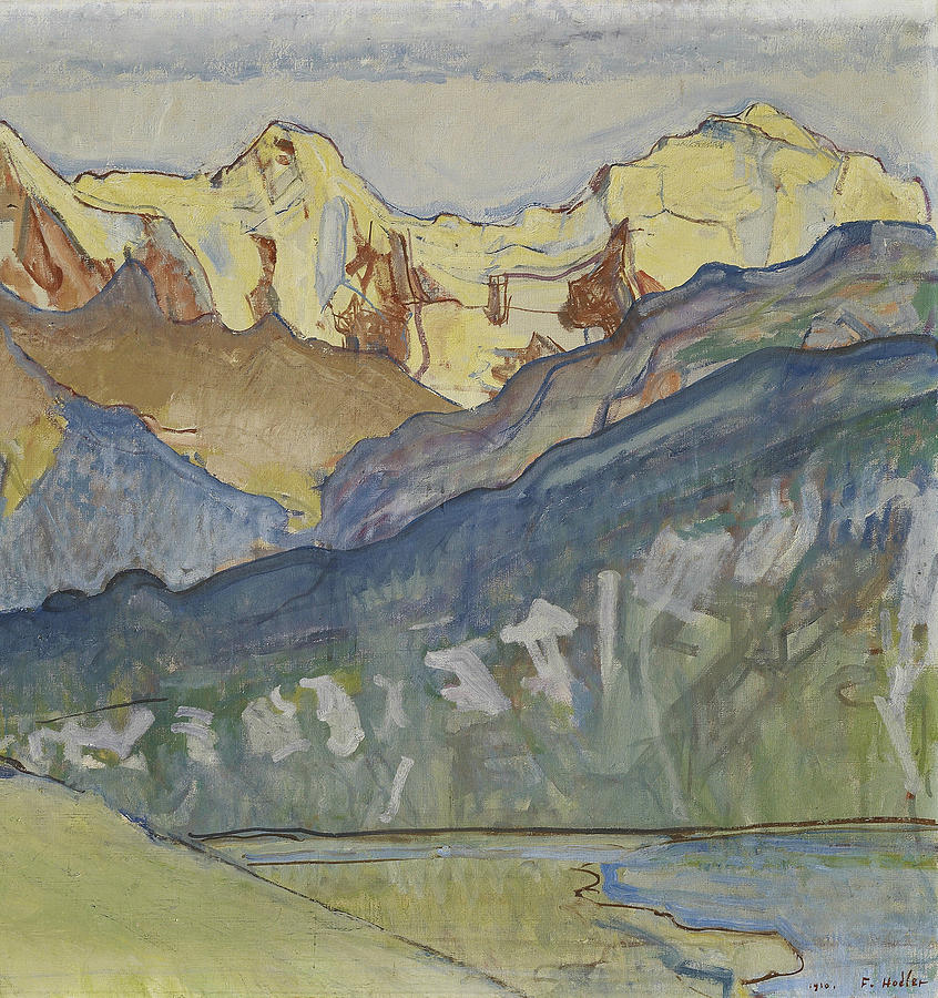 Eiger, Monch and Jungfrau from Beatenberg Painting by Ferdinand Hodler