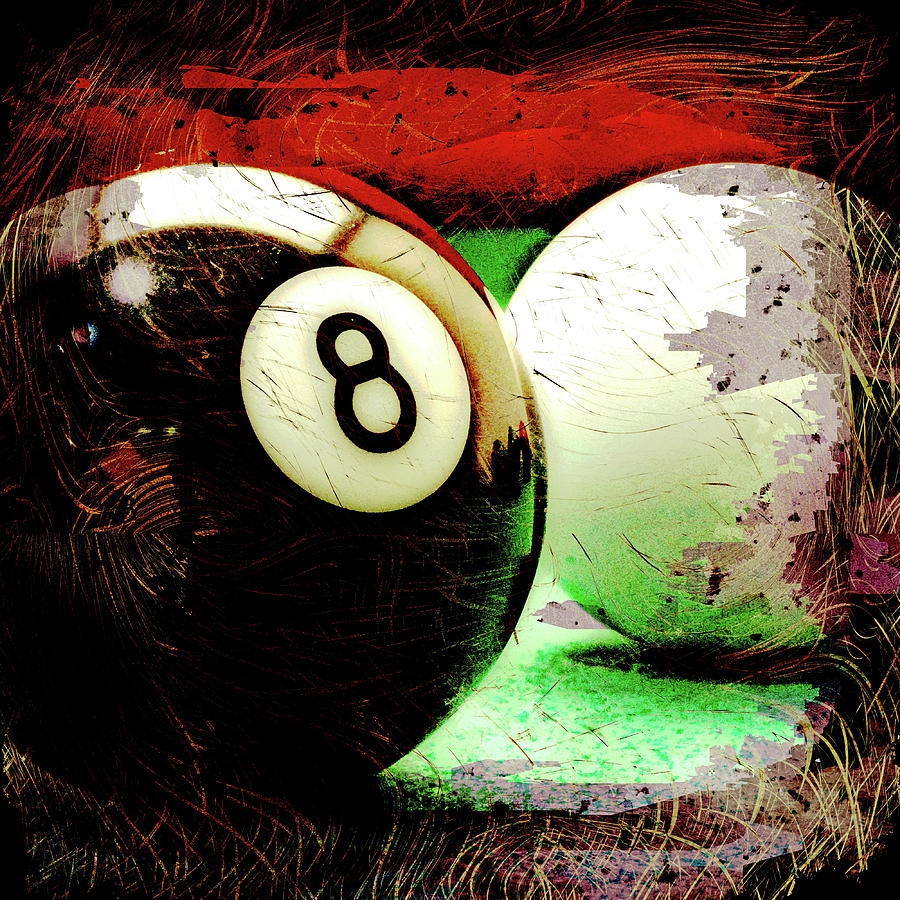 Abstract Digital Art - Eight and Cue Ball by David G Paul