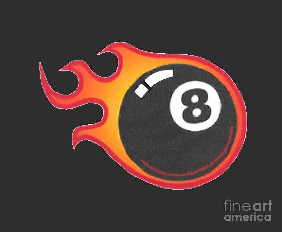 Eight Ball on Fire T-shirt #1 Painting by Herb Strobino
