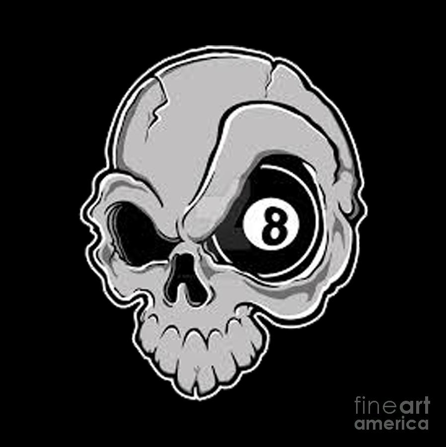 Eight Ball Skull Painting by Herb Strobino