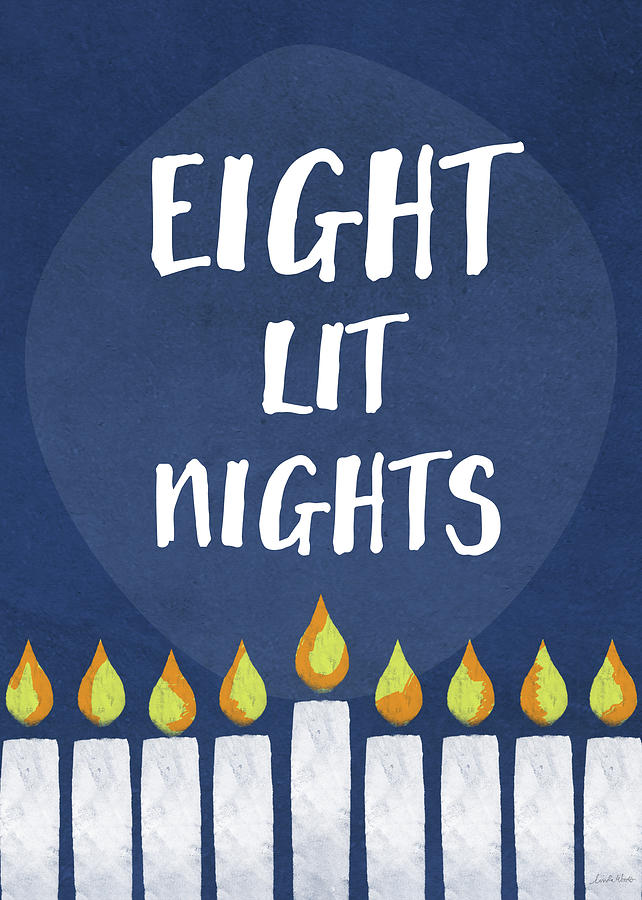 Hanukkah Mixed Media - Eight Lit Nights- Hanukkah Art by Linda Woods by Linda Woods