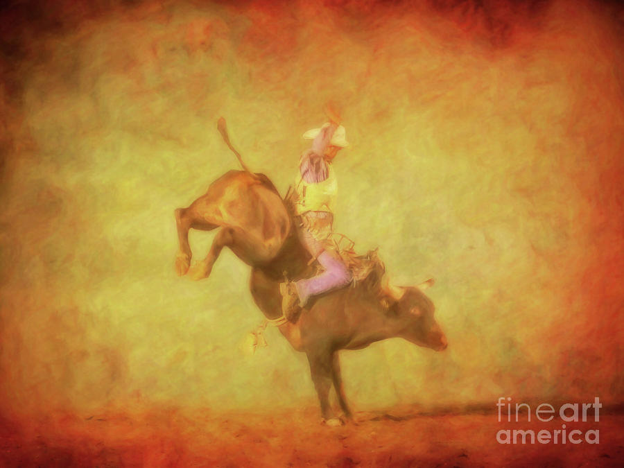Eight Seconds Rodeo Bull Riding Digital Art by Randy Steele