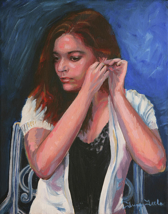Eighteen Portrait by Moonlight Painting by Trina Teele