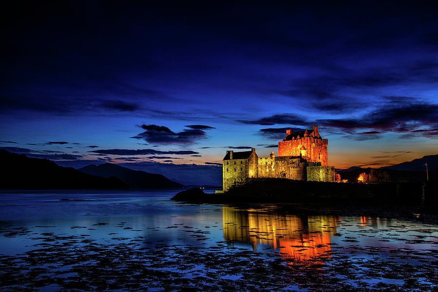 Eilean Donan Castle At Night Photograph by John Frid