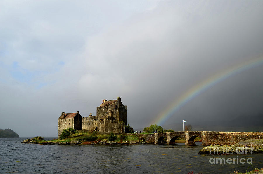 Castle Photograph - Eilean Donan Castle with a Rainbow by DejaVu Designs