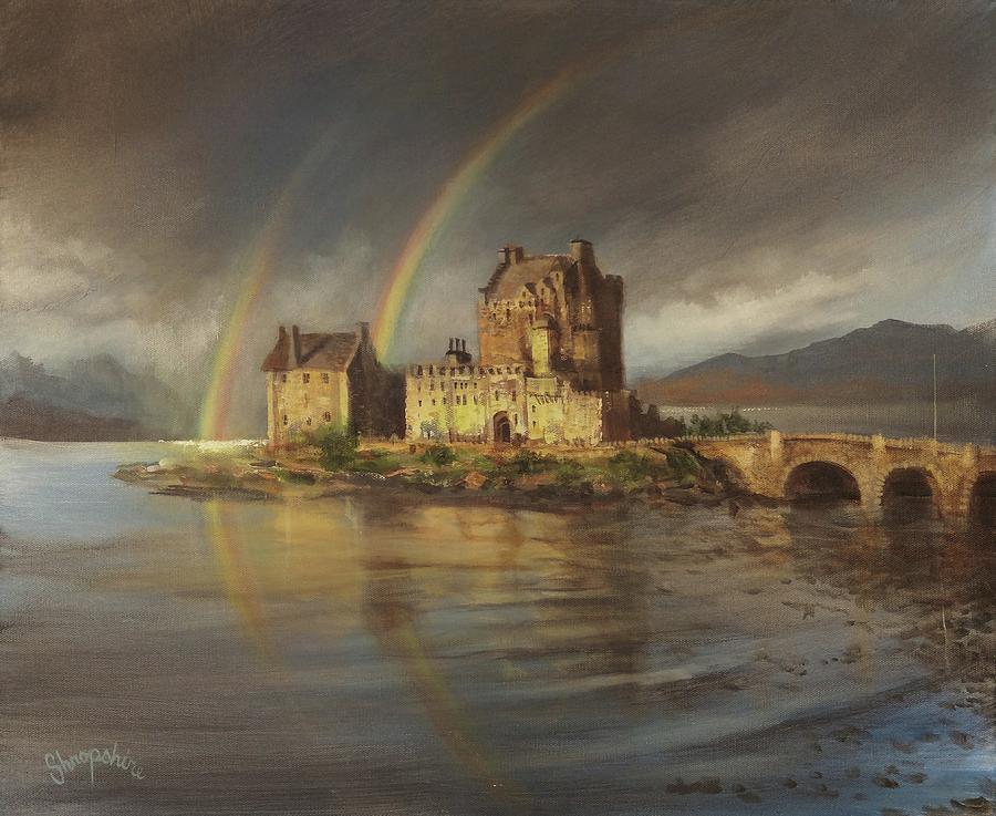 Eilean Donans Rainbows Painting by Tom Shropshire