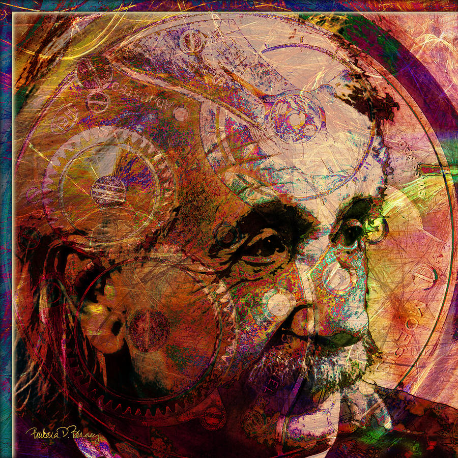 Einstein Digital Art by Barbara Berney