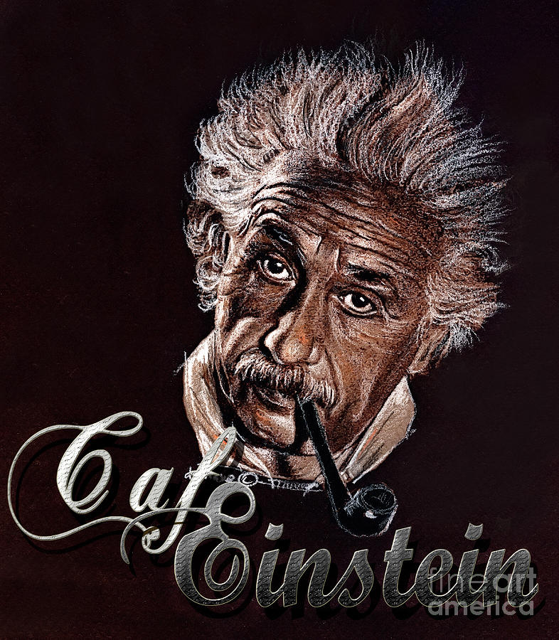 Albert Einstein Drawing - Einstein Cafe logo by Daliana Pacuraru