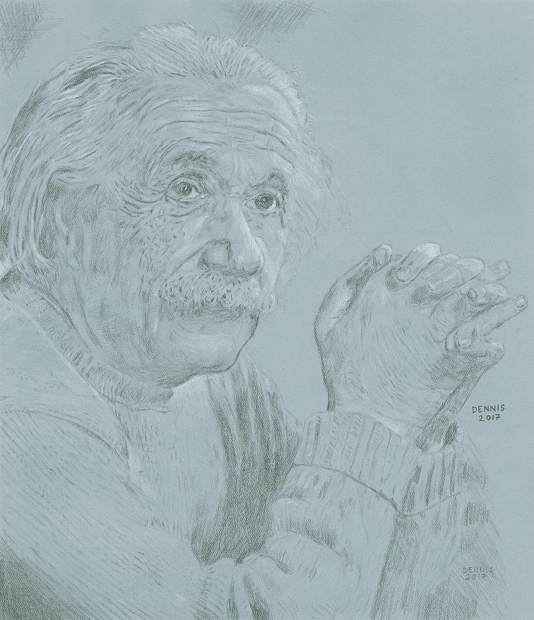 Albert Einstein Drawing - Einstein by Dennis Larson
