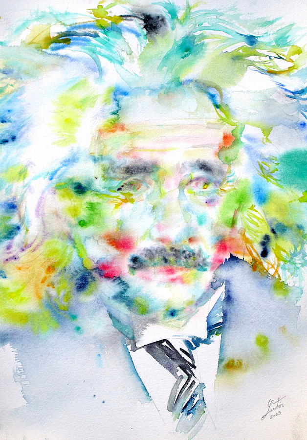 Albert Einstein Painting - EINSTEIN - watercolor portrait by Fabrizio Cassetta