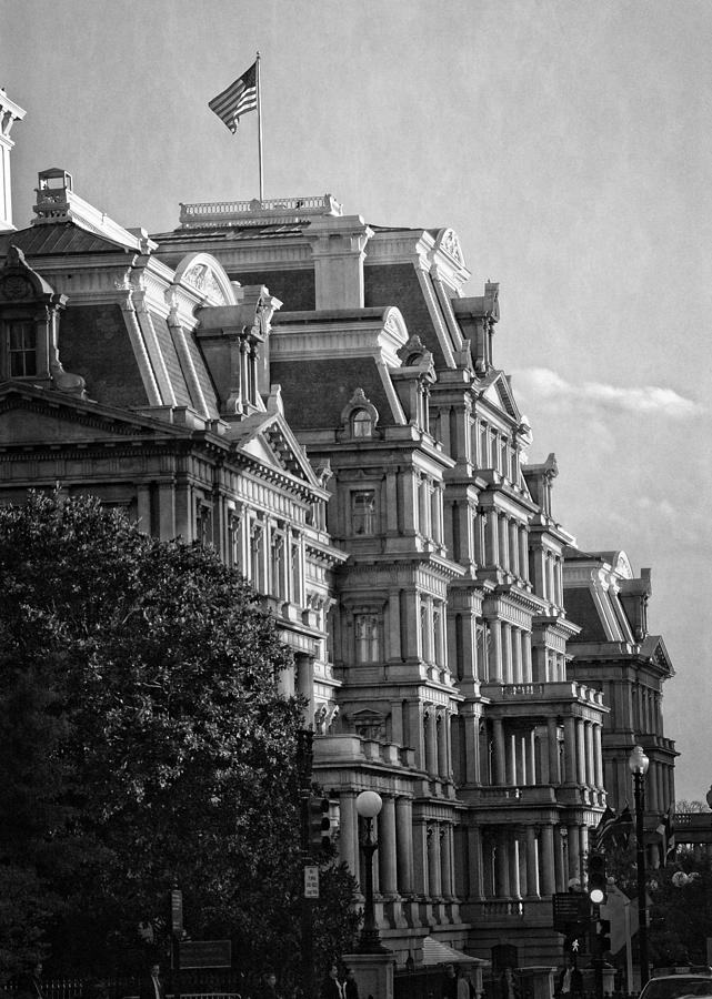 Eeob Photograph - Eisenhower Executive Office Building in Black and White by Greg and Chrystal Mimbs