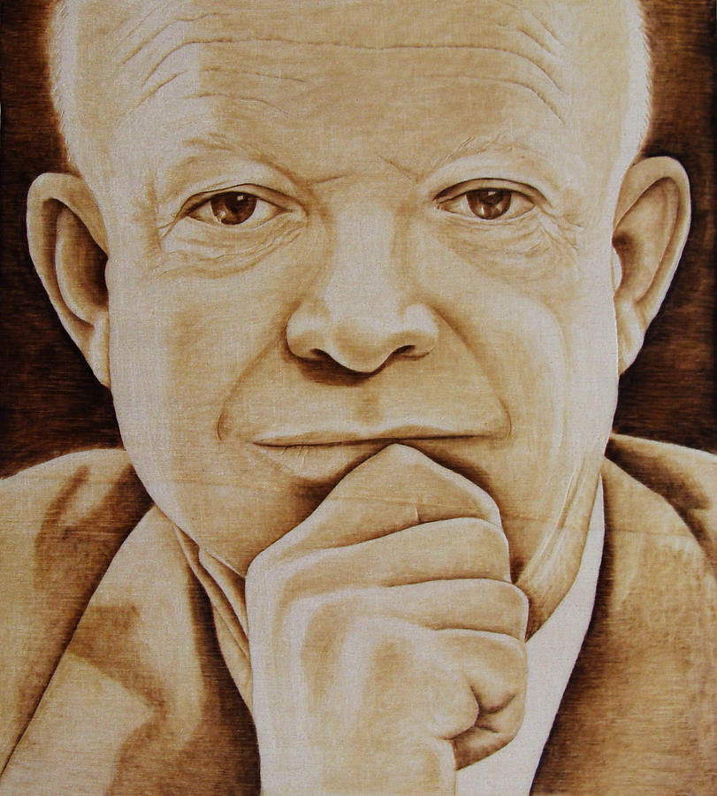Eisenhower - The Man  Pyrography by Jo Schwartz