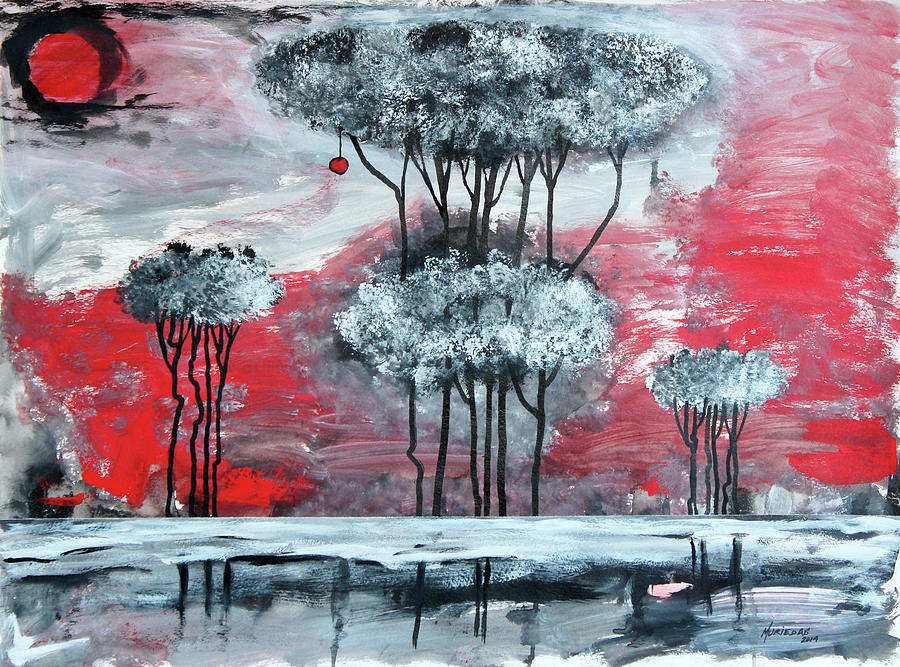 Tree Painting - El Atardecer Sucumbe A La Noche  by Lorenzo Muriedas